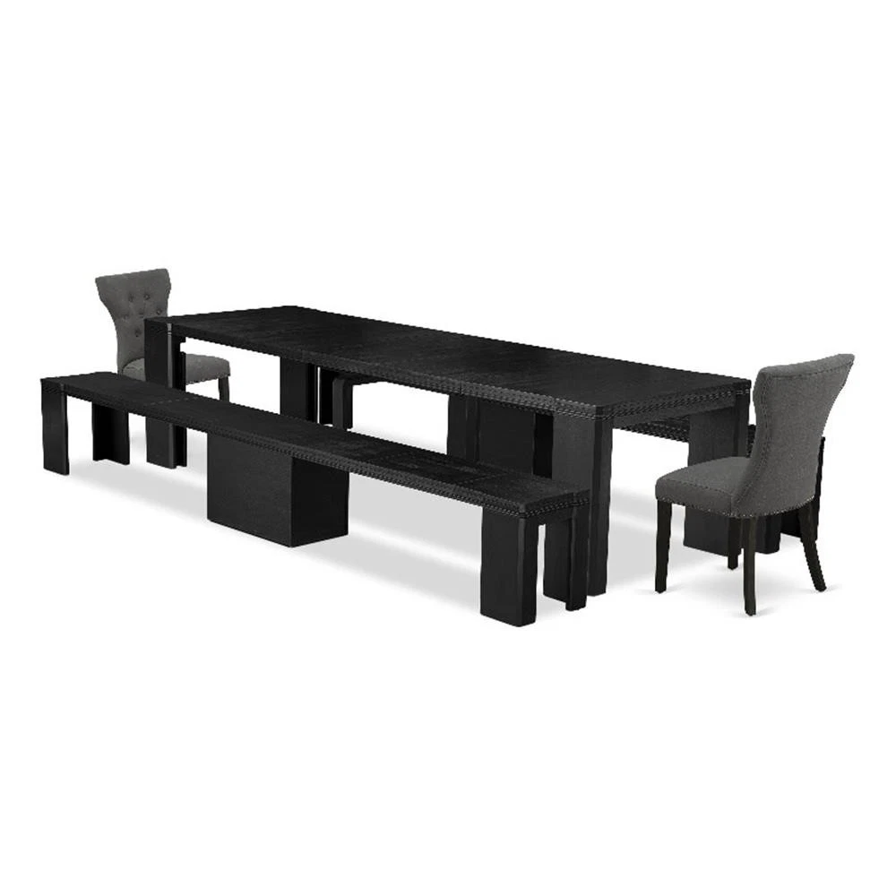 East West Furniture Xtenczar 5-Piece Dining Room Table Set – Black Finish