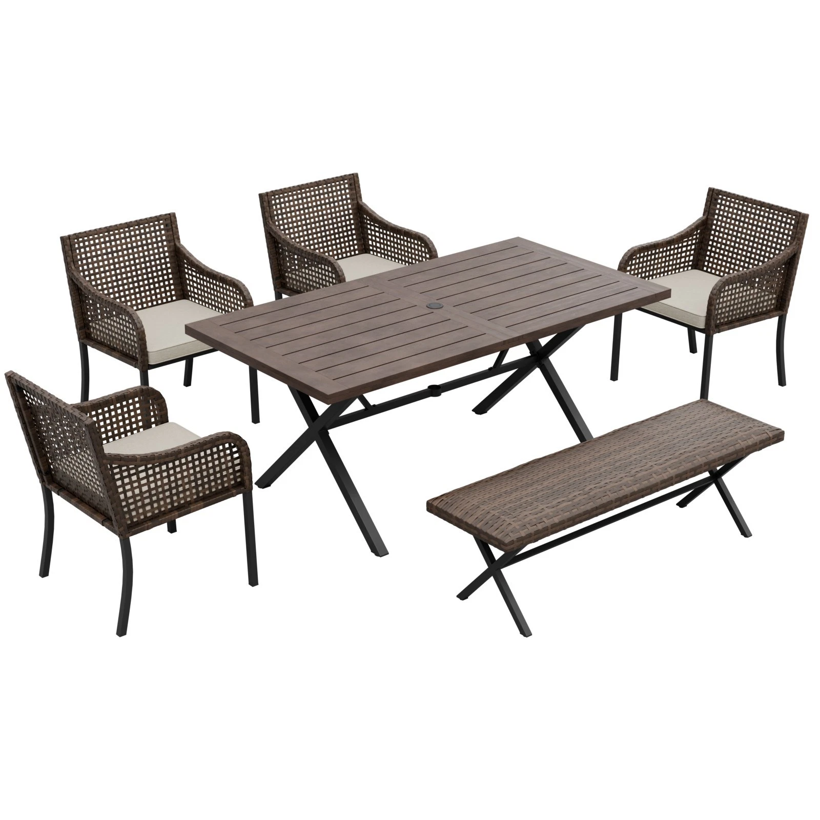 EAGLE PEAK 6-Piece Outdoor Patio Furniture Set – Wicker Dining Set