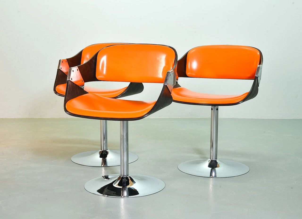 6x Novalux Radiant Orange Dining Chairs by Rudi Verelst